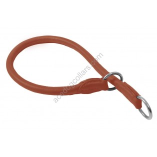Ace Comfy Soft Best Rolled Italian Leather Slip/Check Dog Collar :: TAN ::